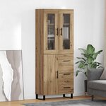 vidaXL Haut Armoire 2 Pièces Chêne artisanal Bois Aggloméré et Verre