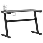 Bureau table poste de travail meuble d'ordinateur informatique étude de jeu à LED en forme de Z 110 x 60 x 75 cm noir 02_0023778