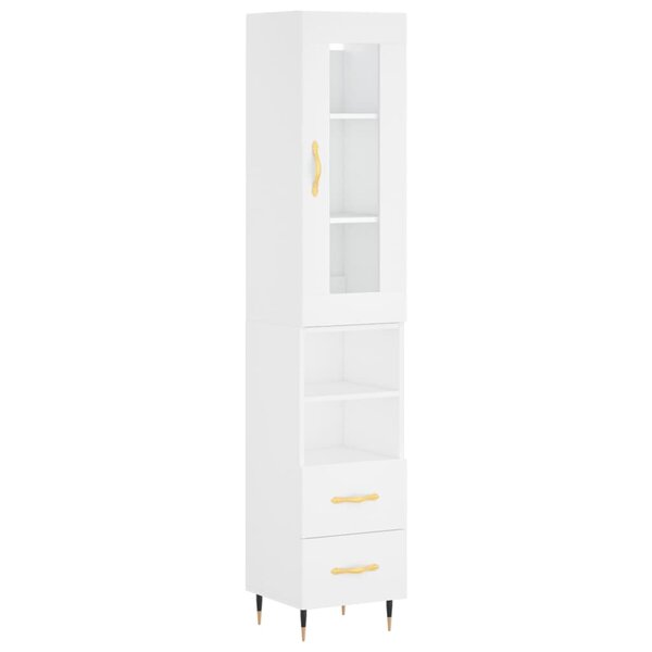 vidaXL Buffet haut Blanc 34 5x34x180 cm Bois d'ingénierie
