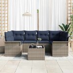 vidaXL Ensemble de canapé de jardin avec coussin 7 Pièces Gris polyrotin