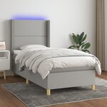 vidaXL Sommier à lattes de lit matelas LED Gris clair 100x200 cm Tissu