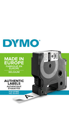 DYMO Rhino - Etiquettes Industrielles Nylon Flexible 19mm x 3.5m - Noir sur Blanc