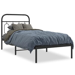 vidaXL Cadre de lit métal sans matelas avec tête de lit noir 80x200 cm