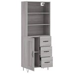vidaXL Buffet haut Sonoma gris 69 5x34x180 cm Bois d'ingénierie