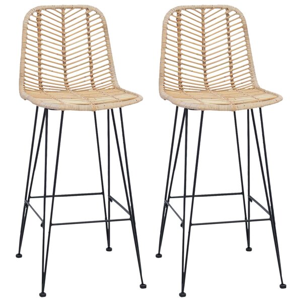 vidaXL Chaise de bar 2 pc Naturel 44 x 53 x 111 cm Rotin et métal
