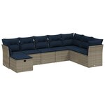 vidaXL Salon de jardin 8 Pièces avec coussins gris résine tressée
