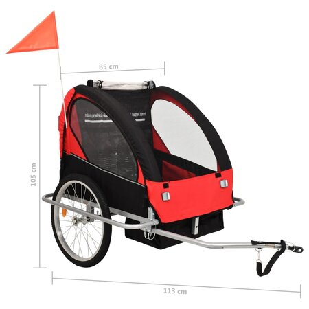 Estallar Puro Bergantín Vidaxl remorque à vélo et poussette pour enfants 2-en-1 rouge et noir - La  Poste