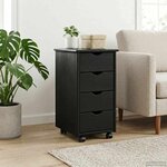 vidaXL Cabinet roulant Noir 34 x 39 x 65 5 cm Bois de Pin Massif