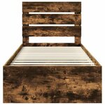 vidaXL Cadre de lit avec tête de lit Chêne fumé 75 x 190 cm Pin massif