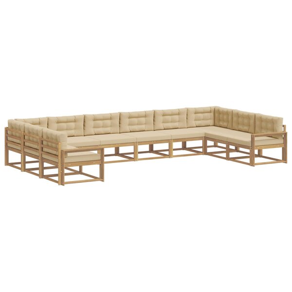 vidaXL Ensemble de canapés d'extérieur 10 Pièces Blanc et Beige