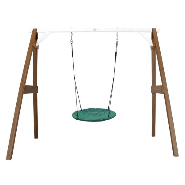 AXI Portique en Bois Marron Blanc avec Balancoire siege Nid Rond