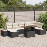 Ensemble de 8 pièces de canapés de jardin avec coussins en rotin poly noir