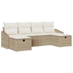 vidaXL Ensemble de canapé de jardin 6 Pièces Beige Poly rotin