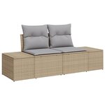 Ensemble de Canapés de Jardin 12 Pièces avec Coussins Rotin Poly Beige Acacia