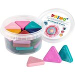 PRIMO 079TRI30PAST Triangles a la cire pour frottage, extremement durables, super résistants, en pot a 30 pieces, 10 couleurs pastel