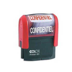 Timbre à encrage automatique , empreinte rouge 38x14 mm : CONFIDENTIEL COLOP