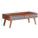 vidaXL Table basse gris 110x50x40 cm bois massif