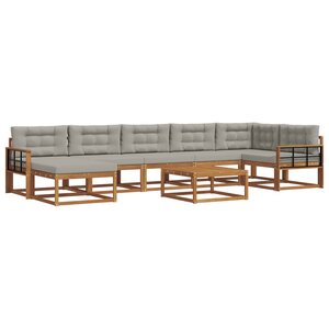 vidaXL Ensemble de canapés d'extérieur 8 Pièces Gris Naturel et Clair