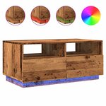 vidaXL Table basse avec lumières LED vieux bois 90x49x40 cm