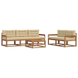 vidaXL Ensemble de canapés d'extérieur 6 Pièces Naturel et Beige