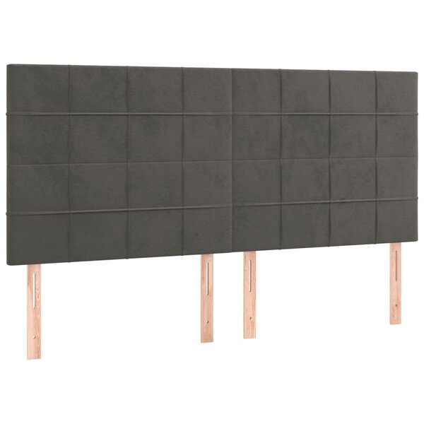 vidaXL Têtes de lit 4 Pièces Gris foncé 90x5x78/88 cm Velours