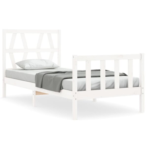 vidaXL Cadre de lit avec tête de lit blanc simple bois massif