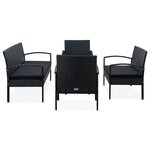 vidaXL Salon de jardin 5 Pièces avec coussins résine tressée noir