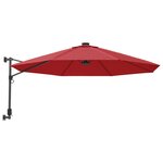 vidaXL Parasol mural avec LED rouge vif 290 cm