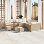 vidaXL Ensemble de canapé de jardin avec coussin 13 Pièces Beige et crème