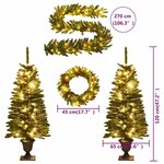 vidaXL Arbres de Noël artificiels 2 Pièces et couronne guirlande et LED