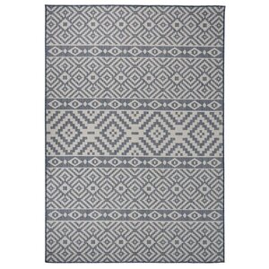vidaXL Tapis à tissage plat d'extérieur 160x230 cm Rayures bleues