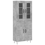 vidaXL Buffet haut Gris béton 69 5x34x180 cm Bois d'ingénierie