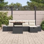 vidaXL Ensemble de canapé de jardin 6 Pièces Noir polyrotin