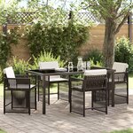 vidaXL Ensemble de salle à manger de jardin 5 pièces avec coussins Marron Poly Rattan