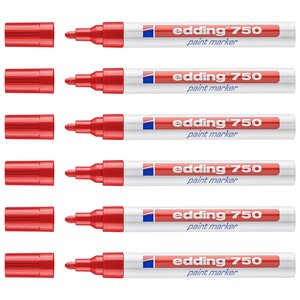 Marqueur Peinture 750 Rouge Pointe Ronde 2-4 mm x 6 EDDING