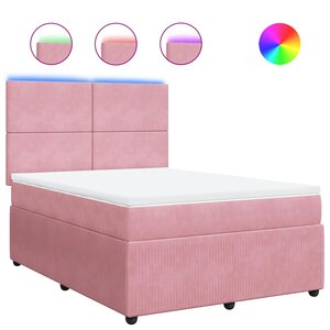 vidaXL Sommier à lattes de lit avec matelas Rose 140x200 cm Velours