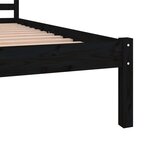 vidaXL Cadre de lit Bois de pin massif 135x190 cm Noir double