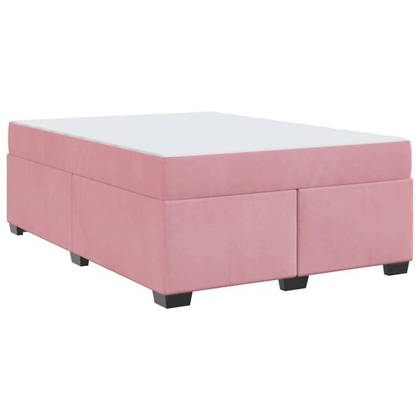 vidaXL Cadre de lit avec matelas Rose 160 x 200 cm Velours