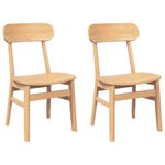 vidaXL Chaises à manger 2 Pièces bois massif caoutchouc