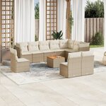 vidaXL Salon de jardin 11 Pièces avec coussins beige résine tressée