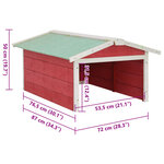 vidaXL Garage de tondeuse à gazon 72x87x50 cm Rouge et blanc Sapin