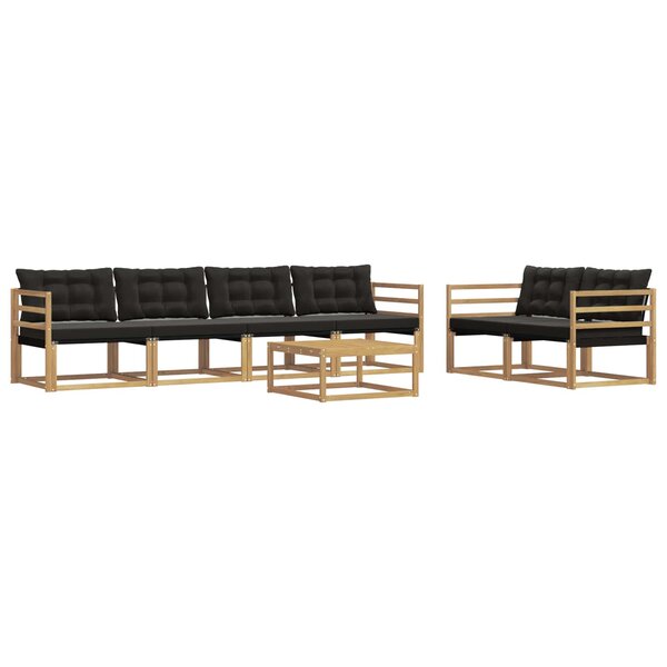 vidaXL Ensemble de canapés d'extérieur 7 pc Blanc et noir
