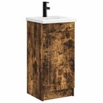 vidaXL Meuble de salle de bain avec évier Chêne fumé 42 x 40 x 84 5 cm