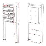 Bloc 4 boites aux lettres sur pied 4 compartiments superposé acier inoxydable