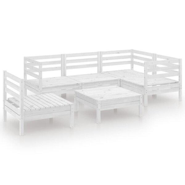 vidaXL Salon de jardin 6 Pièces Bois de pin massif Blanc