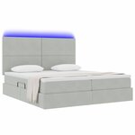 vidaXL Lit de rangement LED avec matelas Gris clair 180 x 200 cm