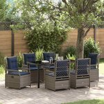 vidaXL Ensemble de salle à manger pour jardin 7 Pièces Gris polyrotin