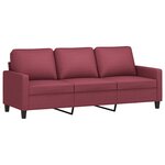 vidaXL Ensemble de canapés 3 Pièces avec coussins Rouge bordeaux Tissu