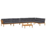 vidaXL Salon palette de jardin avec coussins 6Pièces bois d'acacia massif