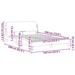 vidaXL Cadre de lit Dover gris foncé 137x190 cm velours